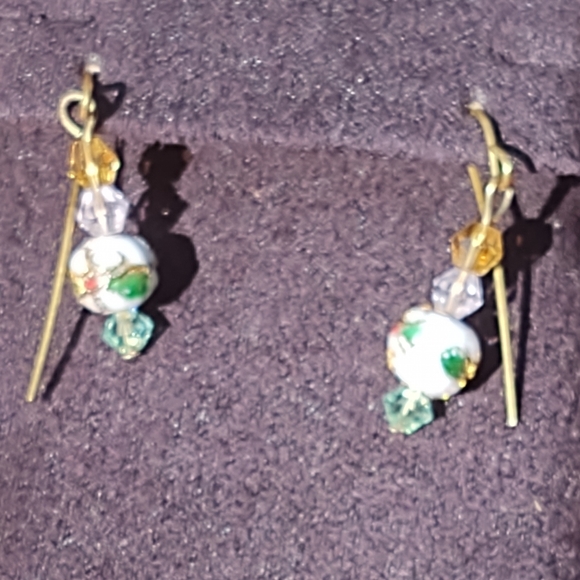 Handmade Swarovski Crystal and Cloisonne Beaded Necklace and Earring Set - Picture 4 of 4